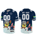 Custom Name and Number Dallas Cowboys x SpongeBob SquarePants 2026 Football Jersey