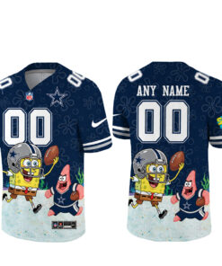 Custom Name and Number Dallas Cowboys x SpongeBob SquarePants 2026 Football Jersey