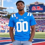 Custom Name and Number Ole Miss Rebels Powder Blue 2026 Graphic Football Jersey for College Football Fans