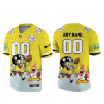 Custom Name and Number Pittsburgh Steelers x SpongeBob SquarePants 2026 Football Jersey