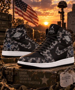 Dallas Cowboys 2026 Salute to Service Black Camo AJ1 High Top Shoes