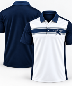 Dallas Cowboys Classic Team Stripe White Navy Silver Polo Shirt for Football Fans