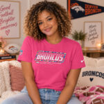 Denver Broncos 2026 Crucial Catch Graphic Pink Shirt for Football Fans