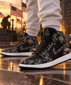 Denver Broncos 2026 Salute to Service Black Camo AJ1 High Top Shoes