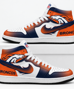 Denver Broncos Orange Navy Football Pride AJ1 High Top Shoes for Football Fans