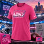 Detroit Lions 2026 Crucial Catch Graphic Pink Shirt for Football Fans