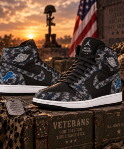 Detroit Lions 2026 Salute to Service Black Camo AJ1 High Top Shoes
