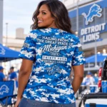Detroit Lions Salute to Service 2026 Camo Blue Graphic Shirt for Football Fans
