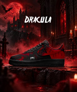 Dracula Blood Moon Black Red Halloween Shoes Sneakers for Horror Fans