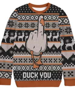 Duck You Funny Christmas Ugly Sweater for Meme Fans