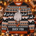 Duck You Funny Christmas Ugly Sweater for Meme Fans