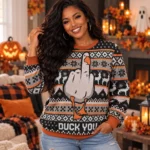 Duck You Funny Christmas Ugly Sweater for Meme Fans