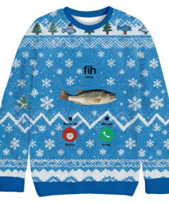 Fih Incoming Call Meme Christmas Ugly Sweater For Fishing Fans