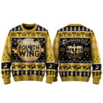 Fourth Wing Basgiath War College Yellow 2026 Ugly Christmas Sweater for Fourth Wing Fans