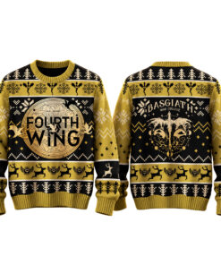 Fourth Wing Basgiath War College Yellow 2026 Ugly Christmas Sweater for Fourth Wing Fans