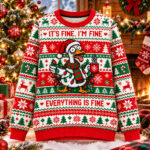 Funny Duck It’s Fine I’m Fine Everything Is Fine Christmas Ugly Sweater for Holiday Fans