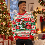 Funny Duck It’s Fine I’m Fine Everything Is Fine Christmas Ugly Sweater for Holiday Fans