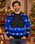 Funny Men’s Jingle Balls 2026 Blue Ugly Christmas Sweater Version 2