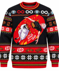 Gojo Satoru Parody Have A Break Kit Kat Christmas Jujutsu Kaisen Ugly Sweater