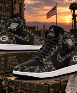 Green Bay Packers 2026 Salute to Service Black Camo AJ1 High Top Shoes