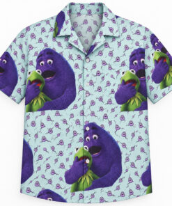 Grimace x Kermit Funny Meme Hawaiian Shirt for Cartoon Fans