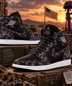Houston Texans 2026 Salute to Service Black Camo AJ1 High Top Shoes
