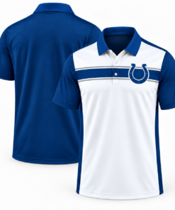 Indianapolis Colts Classic Team Stripe White Royal Blue Polo Shirt for Football Fans