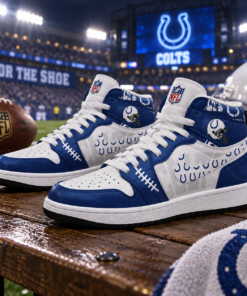 Indianapolis Colts Navy White Football Pride AJ1 High Top Shoes for Football Fans