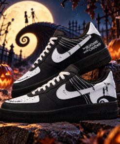Jack Skellington The Nightmare Before Christmas Black White Halloween Shoes Sneakers for Fans