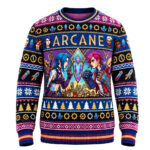 Jinx and Vi Crystal City Purple 2026 League Of Legends Christmas Arcane Ugly Sweater