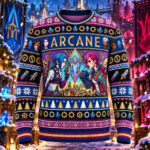 Jinx and Vi Crystal City Purple 2026 League Of Legends Christmas Arcane Ugly Sweater