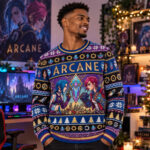 Jinx and Vi Crystal City Purple 2026 League Of Legends Christmas Arcane Ugly Sweater