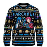 Jinx and Vi League Of Legends 2026 Christmas Arcane Ugly Sweater