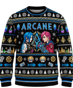 Jinx and Vi League Of Legends 2026 Christmas Arcane Ugly Sweater