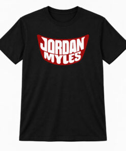Jordan Myles Bold Red Logo Graphic Shirt for Wrestling Fans