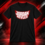 Jordan Myles Bold Red Logo Graphic Shirt for Wrestling Fans