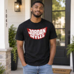 Jordan Myles Bold Red Logo Graphic Shirt for Wrestling Fans