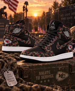 Kansas City Chiefs 2026 Salute to Service Black Camo AJ1 High Top Shoes