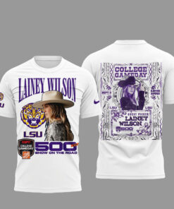 Lainey Wilson x LSU Tigers 500th Show On The Road Graphic Shirt for Country Music and College Sports Fans