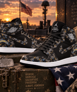 Los Angeles Chargers 2026 Salute to Service Black Camo AJ1 High Top Shoes