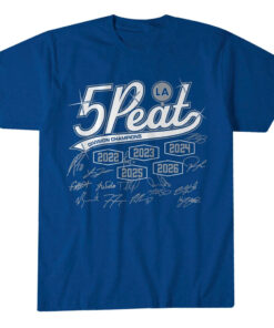 Los Angeles Dodgers Baseball Division 5Peat Graphic Shirt for Baseball Fans
