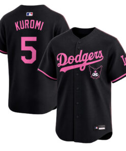 Los Angeles Dodgers x Kuromi Sanrio Friends Black Pink 2026 Baseball Jersey for Baseball and Sanrio Fans
