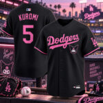 Los Angeles Dodgers x Kuromi Sanrio Friends Black Pink 2026 Baseball Jersey for Baseball and Sanrio Fans