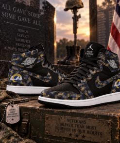 Los Angeles Rams 2026 Salute to Service Black Camo AJ1 High Top Shoes