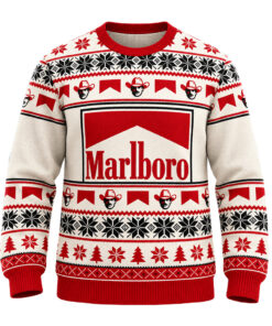 Marlboro Cigarette Smoke Logo Cowboys Fair Isle Christmas Ugly Sweater
