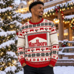 Marlboro Cigarette Smoke Logo Cowboys Fair Isle Christmas Ugly Sweater