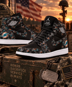 Miami Dolphins 2026 Salute to Service Black Camo AJ1 High Top Shoes