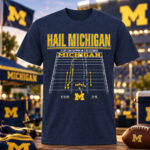 Michigan Wolverines Football Hail Michigan Graphic Shirt for College Football Fans