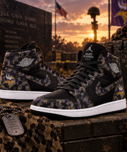 Minnesota Vikings 2026 Salute to Service Black Camo AJ1 High Top Shoes