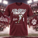 Mississippi State Football Kamario Taylor Name Number Pose Graphic Shirt for College Football Fans